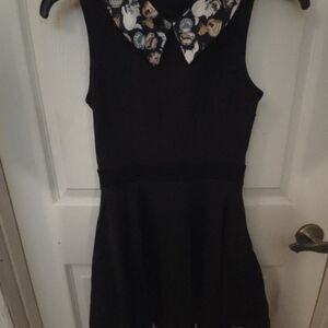Smak Parlour Black Dress with Patterned Collar